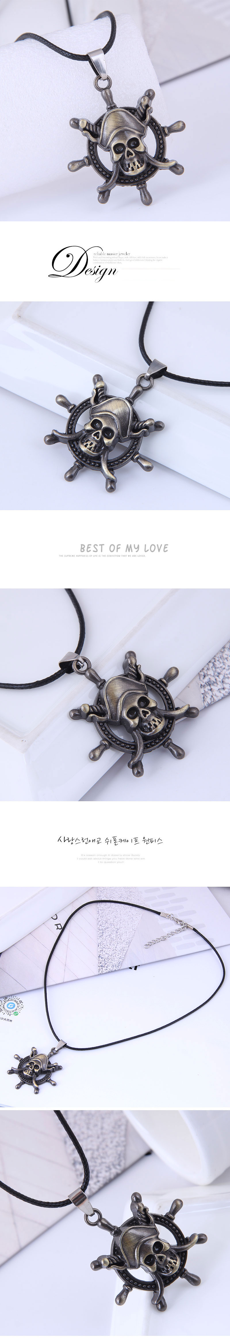 Fashion New Style Simple Skull Wax Rope Necklace display picture 1
