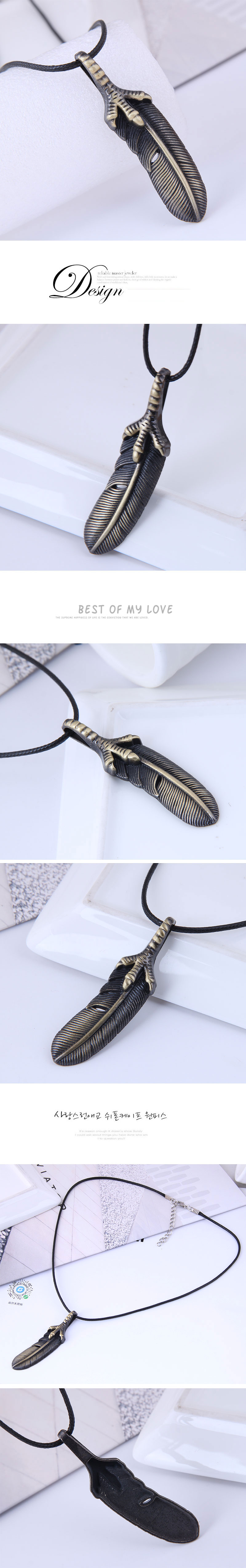 New Style Fashion Metal Simple Leaf Wax Rope Necklace display picture 1