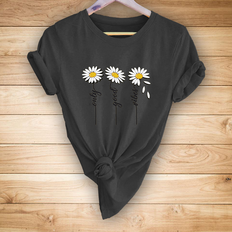 Fashion New Style Flower Print T-shirt display picture 2