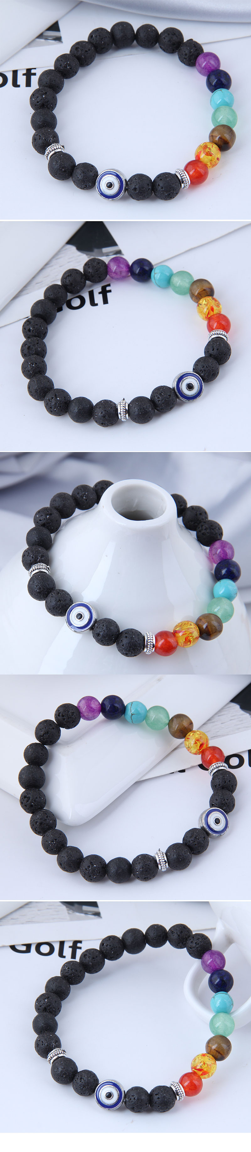 Retro Demon Eye Stone Glass Bracelet display picture 1