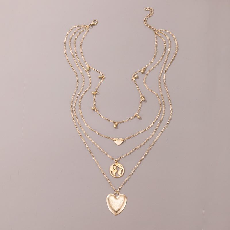 Simple Peach Heart Pendant Multi-layer Alloy Necklace display picture 3