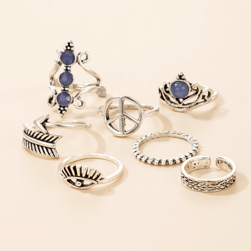 Simple New Twist Carved Geometric Ring 7-piece Set display picture 2