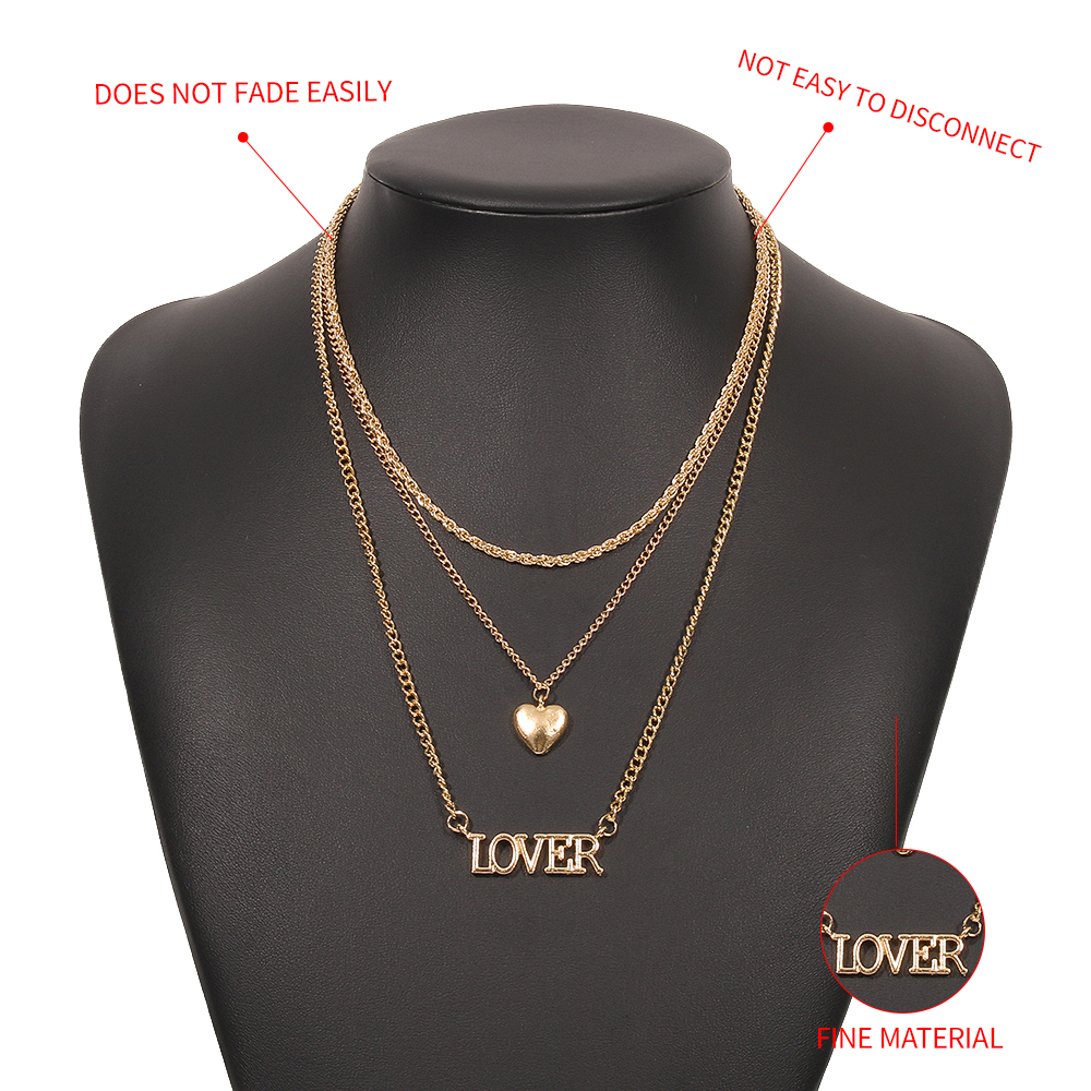 Simple Alloy Heart Letter Pendent Multi-layer Necklace display picture 4