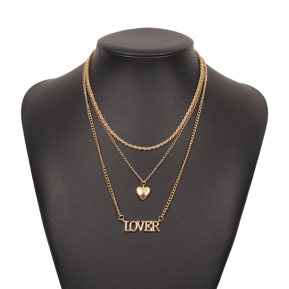 Simple Alloy Heart Letter Pendent Multi-layer Necklace display picture 6