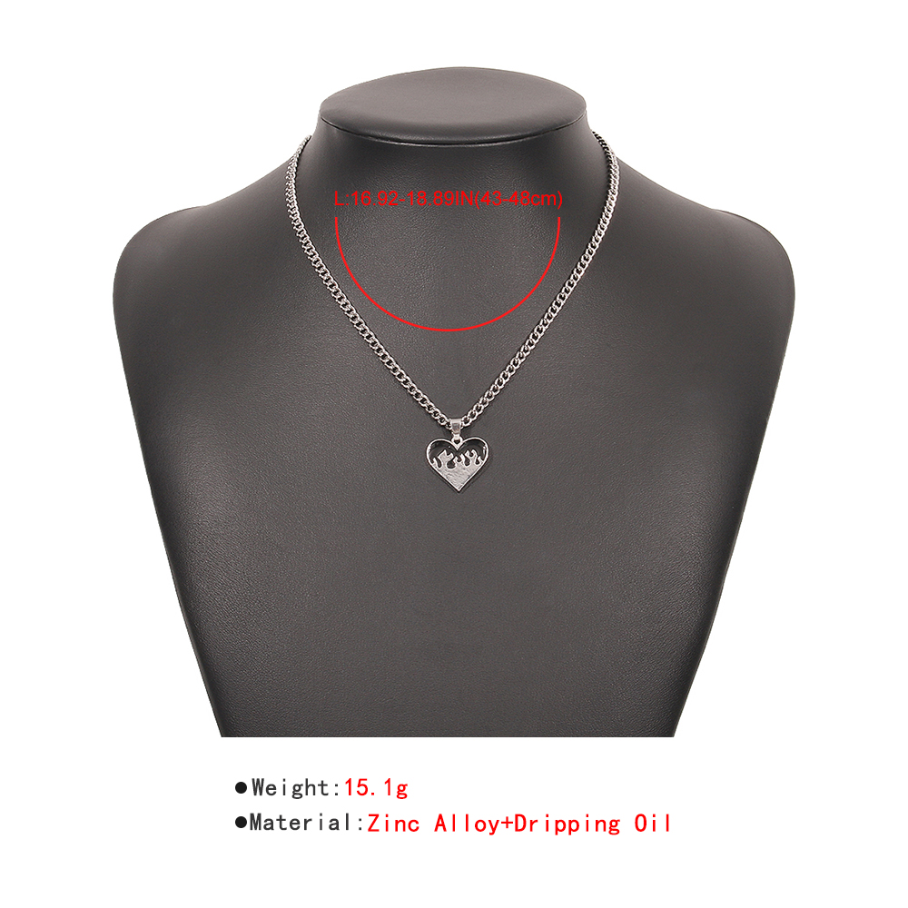 Hip Hop Heart Pendent Alloy Necklace display picture 3
