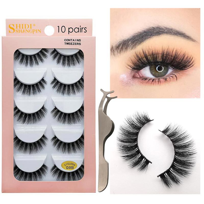 Vente En Gros 10 Paires De Faux Cils De Vison Épais Naturel display picture 2