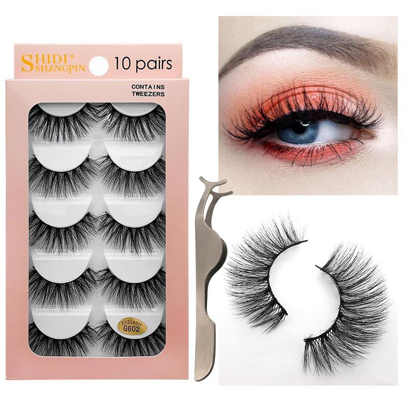 Vente En Gros 10 Paires De Faux Cils De Vison Épais Naturel display picture 5