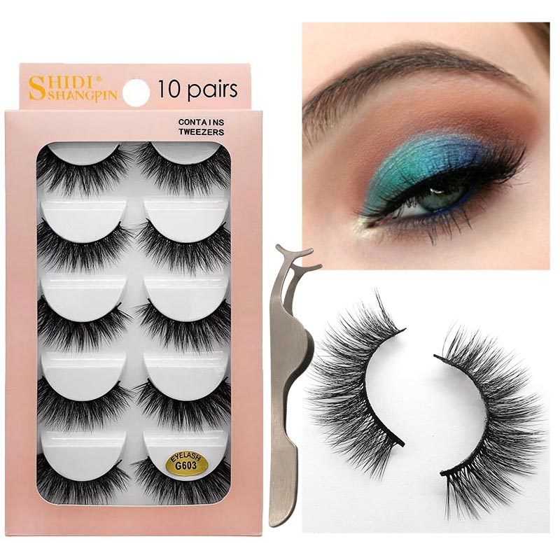 Vente En Gros 10 Paires De Faux Cils De Vison Épais Naturel display picture 11