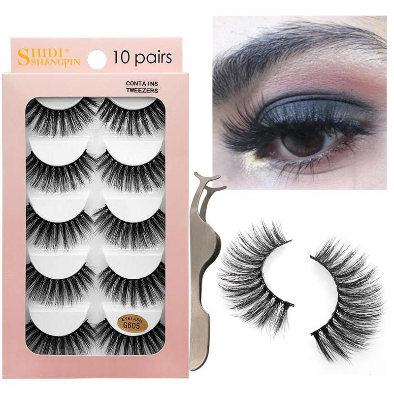 Vente En Gros 10 Paires De Faux Cils De Vison Épais Naturel display picture 17