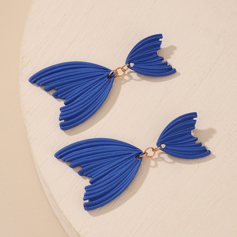New Blue Fishtail Irregular Alloy Earrings display picture 2