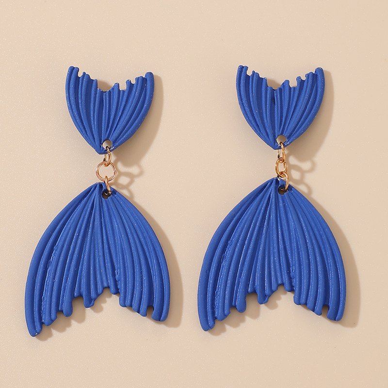 Nouvelles Boucles D&#39;oreilles En Alliage Irrégulier En Queue De Poisson Bleu display picture 3