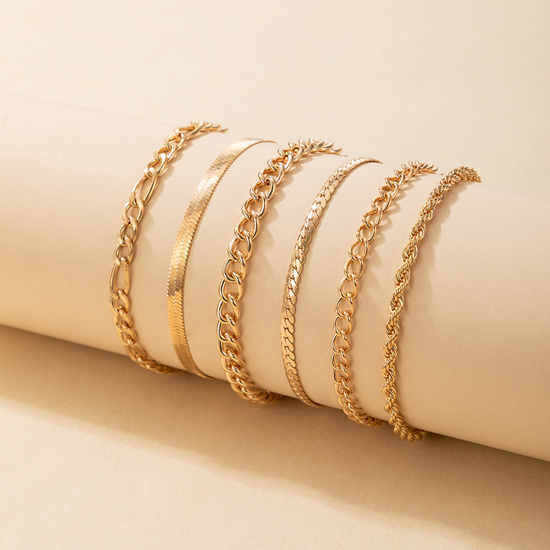 Simple Golden Metal Twist Bracelet 6-piece Set display picture 6