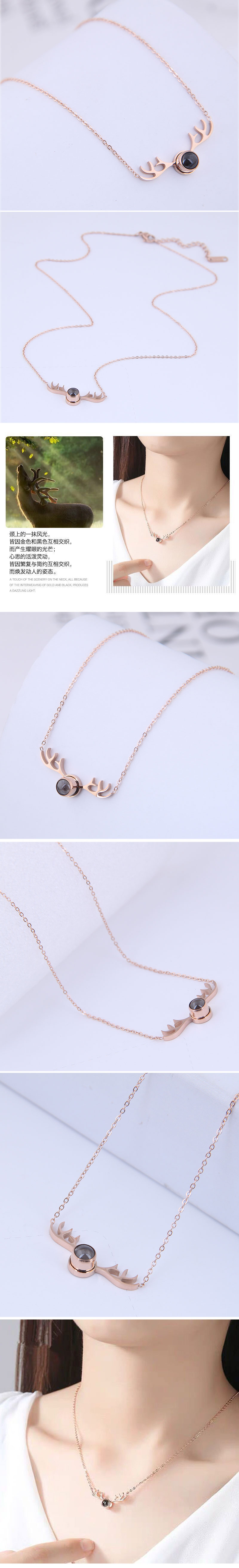 Korean Fashion Deer Titanium Steel Necklace display picture 1