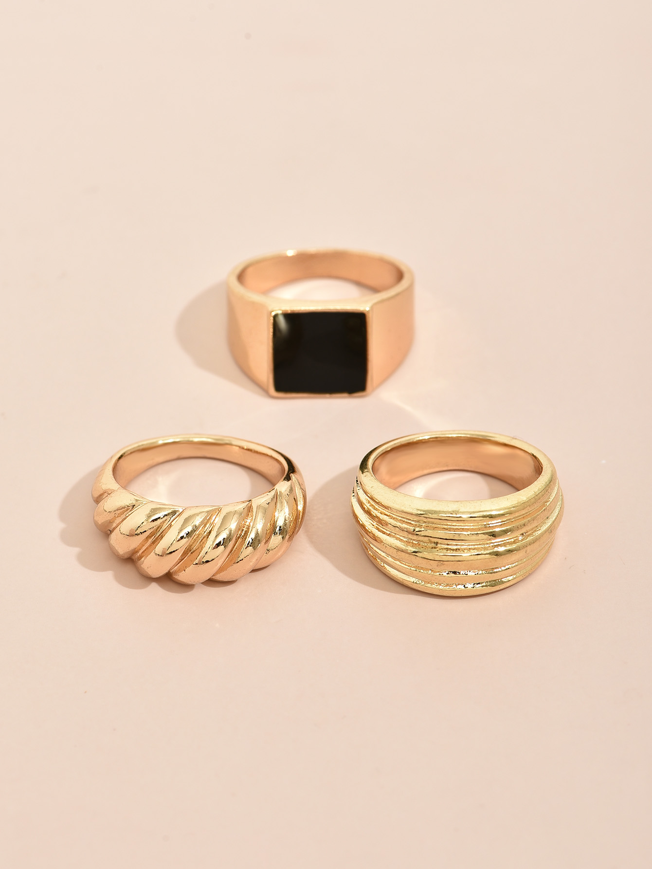 Simple New Geometric Alloy Diamond Ring Set display picture 1