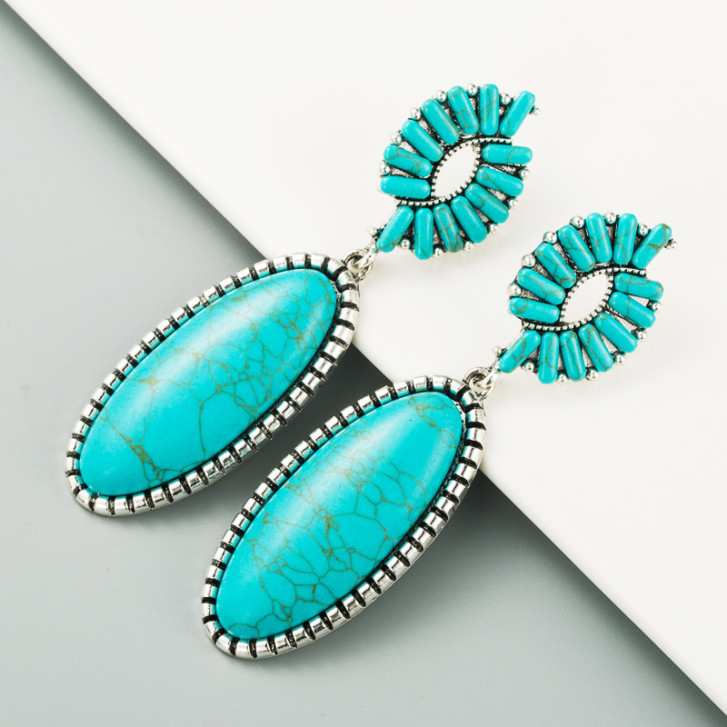 Simple Turquoise Drop Earrings Wholesale display picture 4