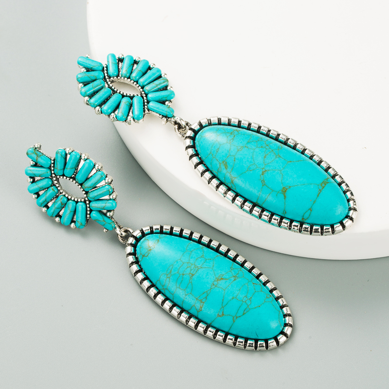 Simple Turquoise Drop Earrings Wholesale display picture 6