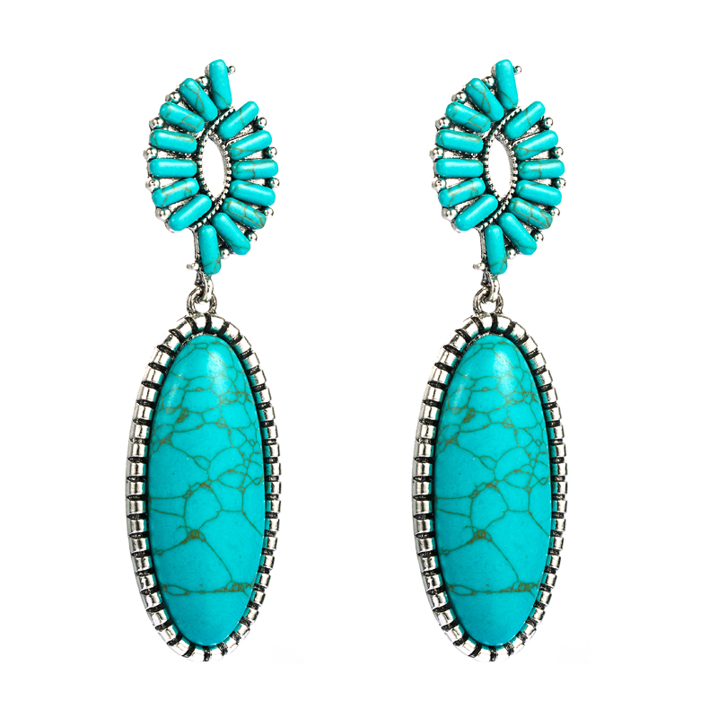 Simple Turquoise Drop Earrings Wholesale display picture 7