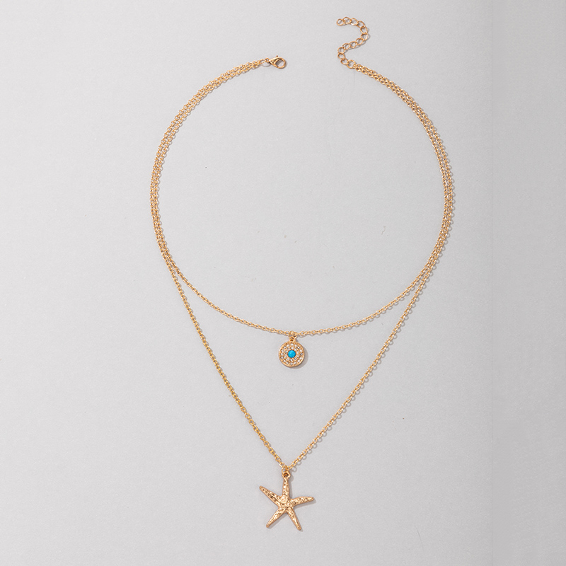 Simple New Diamond Disc Starfish Pendant Necklace display picture 2