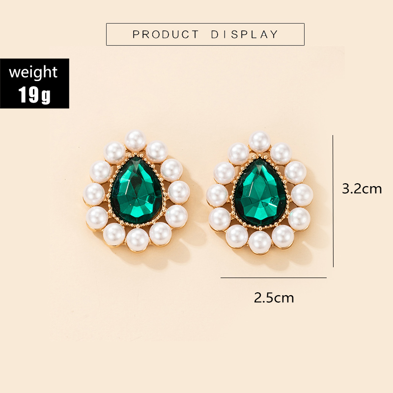 Retro Simple Pearl Sapphire Blue Drop Earrings display picture 6