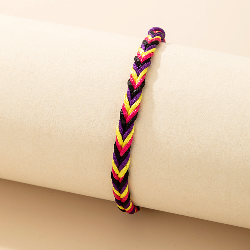 Simple Handmade Rope Color Contrast Braided Bracelet display picture 2