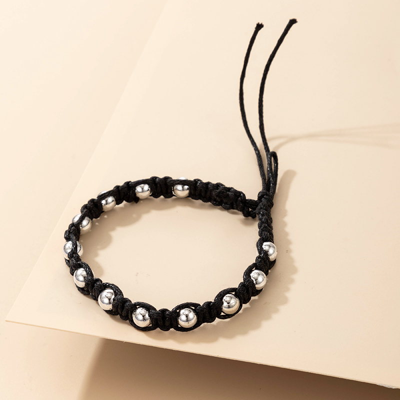 Simple Black String Bead Handmade Bracelet display picture 2