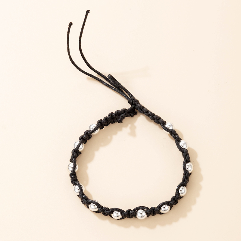 Simple Black String Bead Handmade Bracelet display picture 3