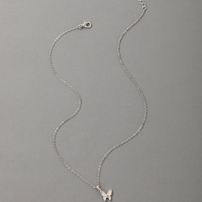 Nihaojewelry Schmuck Großhandel Neue Silberne Schmetterlingsanhänger Halskette display picture 3