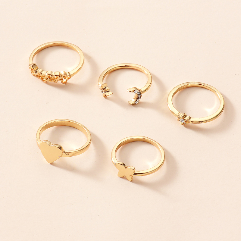 Nihaojewelry Schmuck Herz-mond-schmetterlings-ring-set Großhandel display picture 1