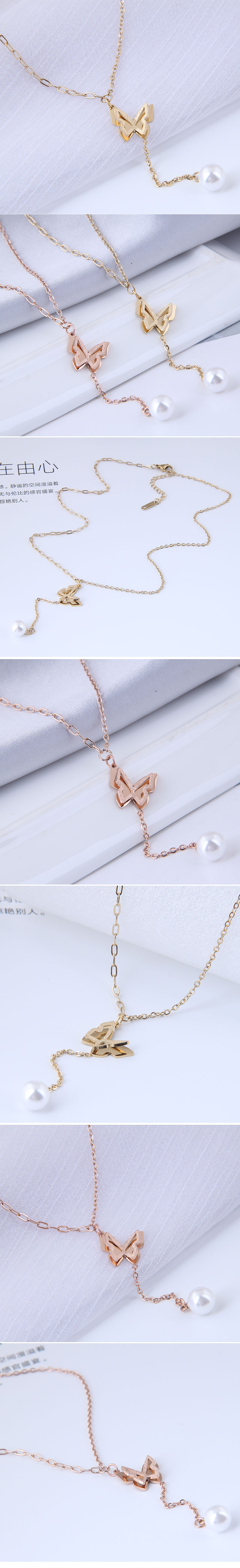 Nihaojewelry Jewelry Wholesale Double Layer Butterfly Titanium Steel Necklace display picture 1