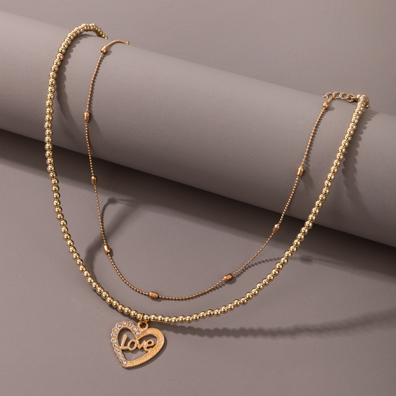 Wholesale Jewelry Fashion Diamond Heart-shaped Letter Love Necklace Nihaojewelry display picture 5