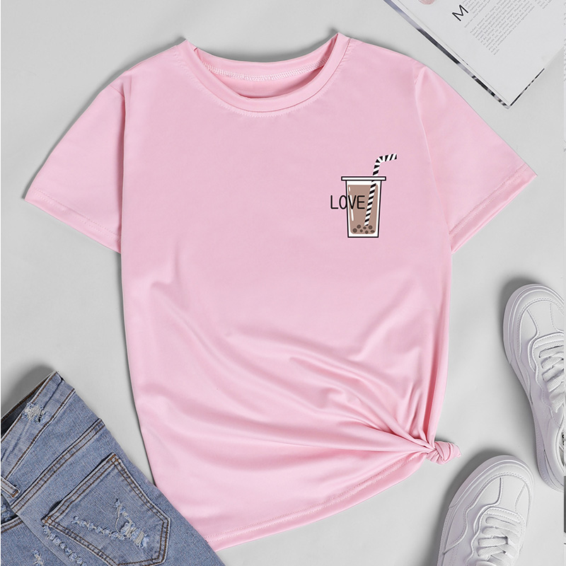 Coffee Cup Letter Printed Casual Short-sleeved T-shirt display picture 5