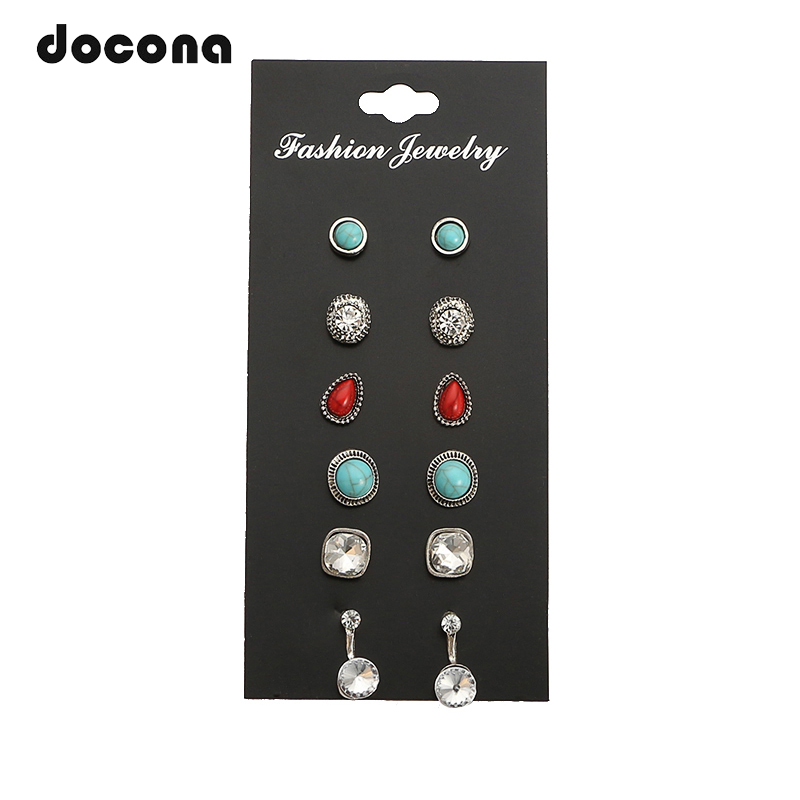 Nihaojewelry Mode Boucles D&#39;oreilles Diamant Turquoise Rubis Ensemble Bijoux En Gros display picture 4