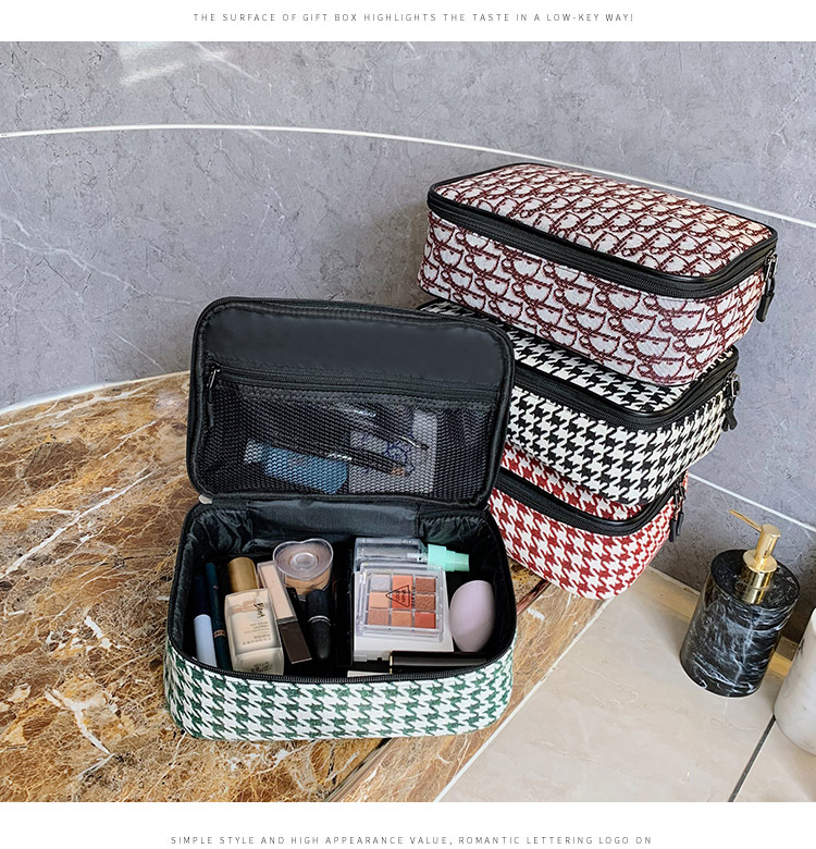 Fashion Plaid Canvas Cosmetic Bag display picture 7