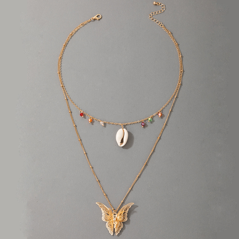 Nihaojewelry الأزياء حجر الراين قذيفة الجوف فراشة قلادة قلادة المجوهرات بالجملة display picture 3