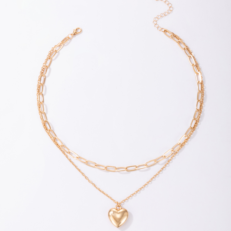 Nihaojewelry Fashion Metal Peach Heart Pendant Multi-layer Necklace Wholesale Jewelry display picture 2