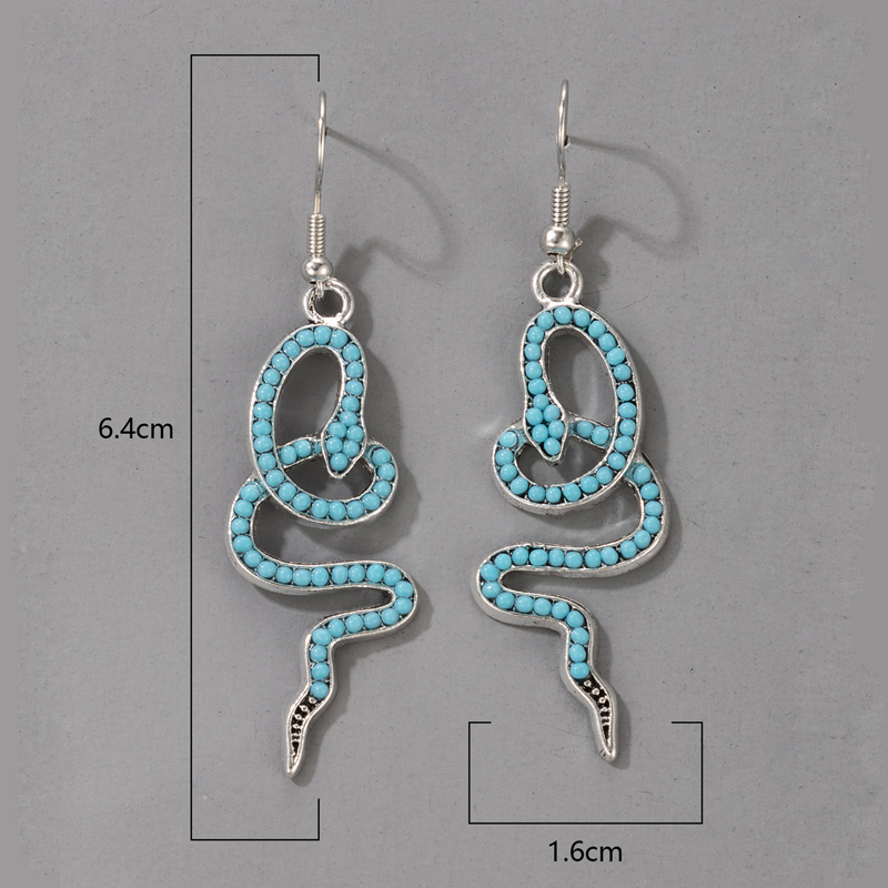 Nihaojewelry Jewelry Wholesale Snake Shape Inlaid Beads Earrings display picture 1