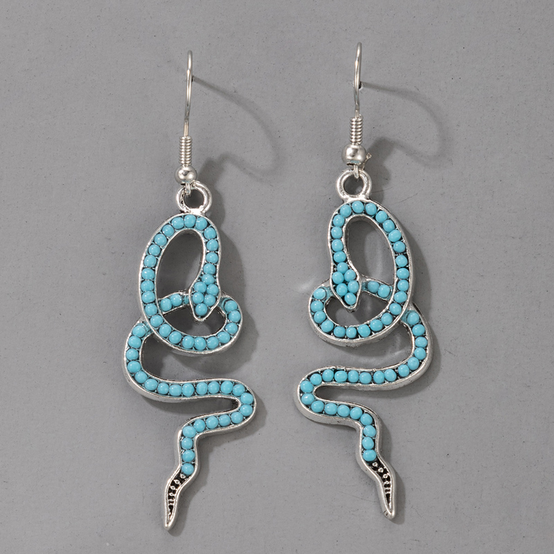 Nihaojewelry Jewelry Wholesale Snake Shape Inlaid Beads Earrings display picture 5