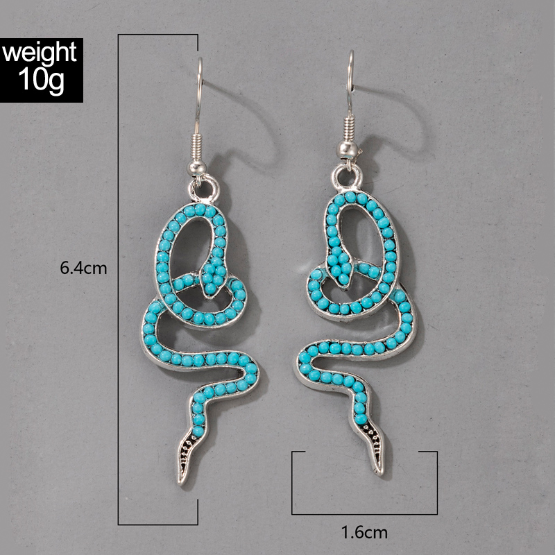 Nihaojewelry Jewelry Wholesale Snake Shape Inlaid Beads Earrings display picture 7