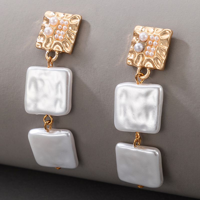 Nihaojewelry Jewelry Wholesale Square Geometric Tassel Long Earrings display picture 7