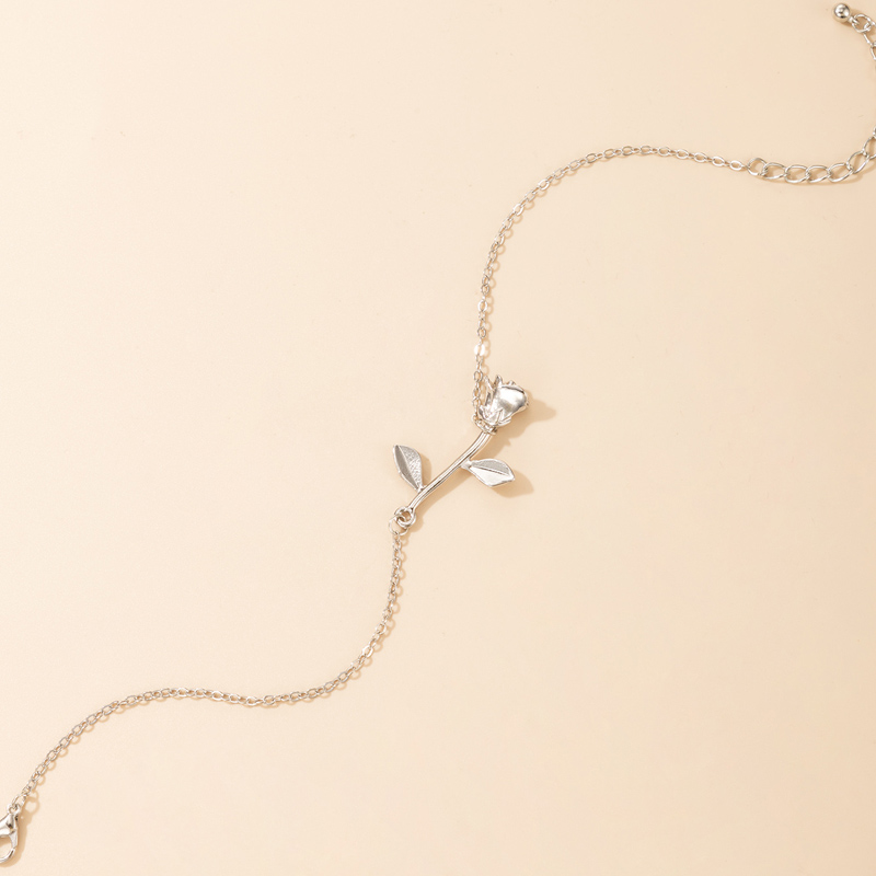 Vente En Gros Bijoux Simple Argent Fleur Rose Bracelet De Cheville Nihaojewelry display picture 5