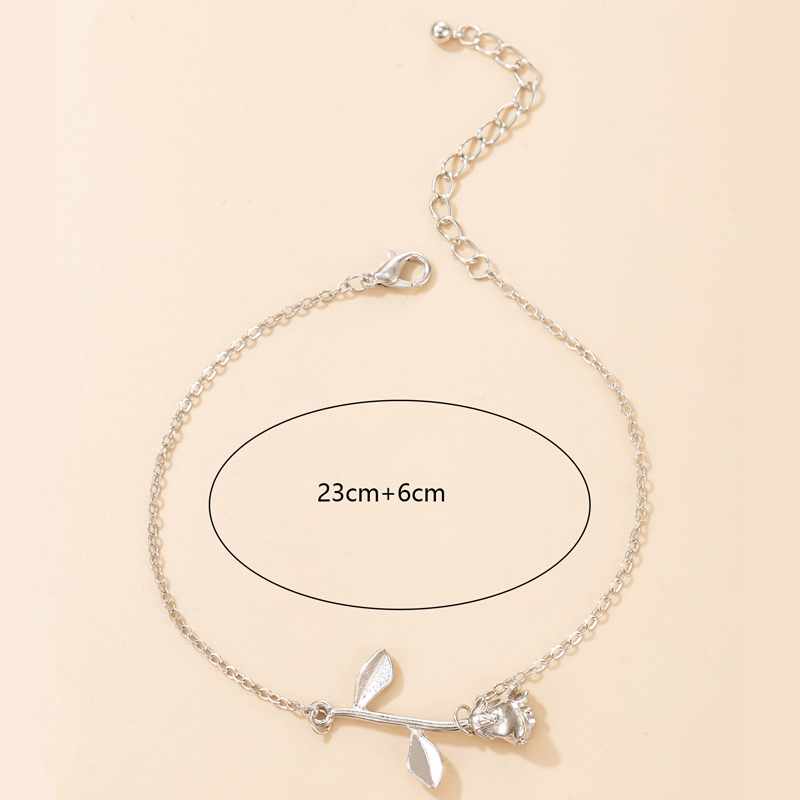 Wholesale Jewelry Simple Silver Rose Flower Anklet Nihaojewelry display picture 7
