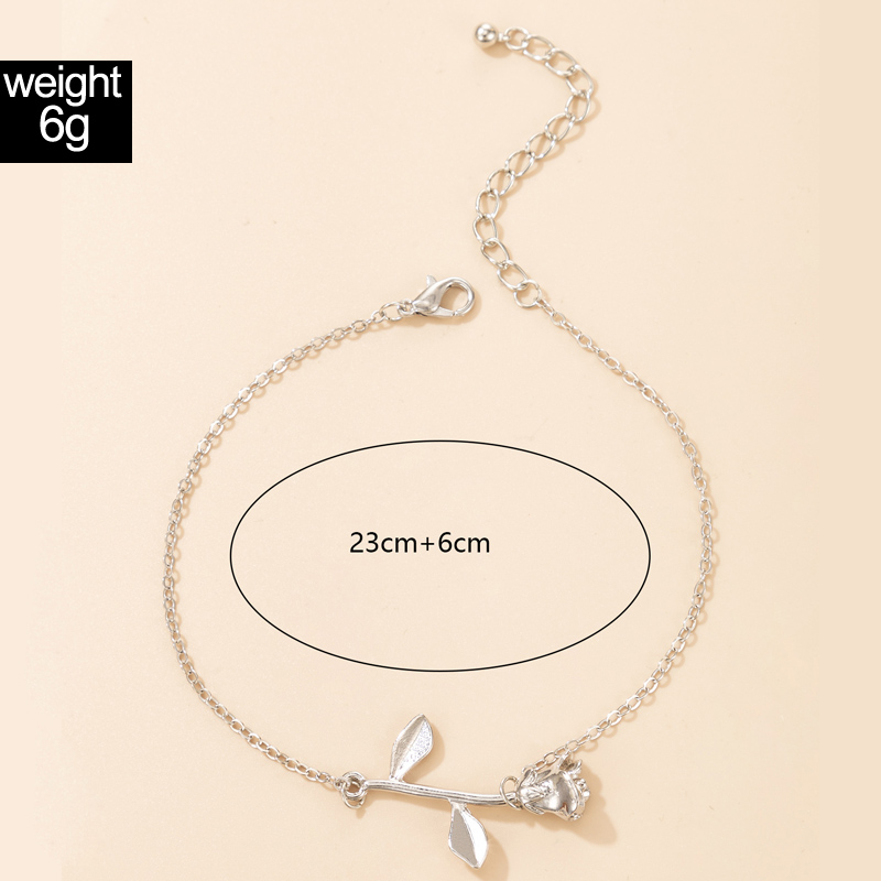 Wholesale Jewelry Simple Silver Rose Flower Anklet Nihaojewelry display picture 9