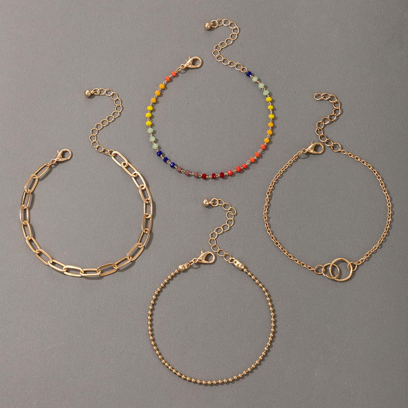 Wholesale Jewelry Bohemian Gold Buckle Color Rice Bead Bracelet 4 Piece Set Nihaojewelry display picture 2