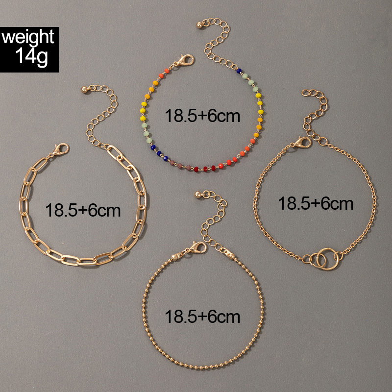 Wholesale Jewelry Bohemian Gold Buckle Color Rice Bead Bracelet 4 Piece Set Nihaojewelry display picture 3