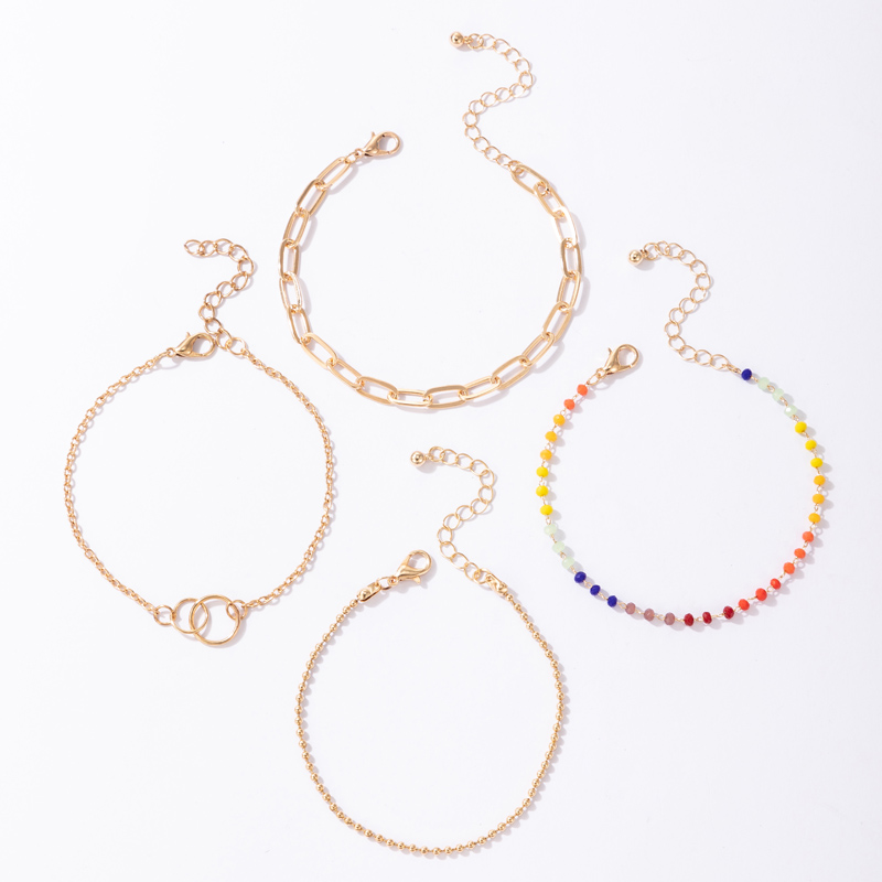 Wholesale Jewelry Bohemian Gold Buckle Color Rice Bead Bracelet 4 Piece Set Nihaojewelry display picture 6