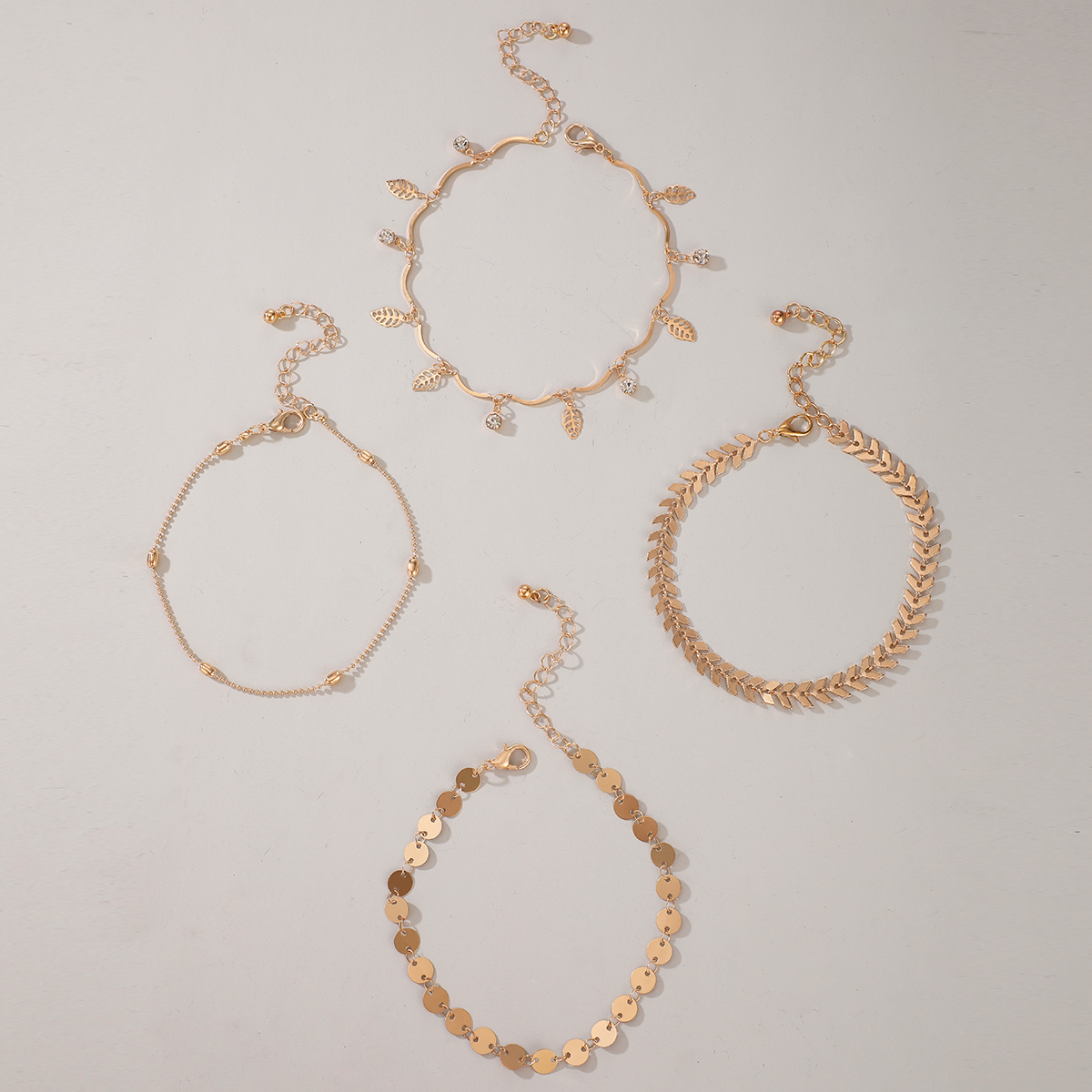 الجملة مجوهرات هندسية مثلث السهم الجوف أوراق خلخال 4-قطعة مجموعة Nihaojewelry display picture 2