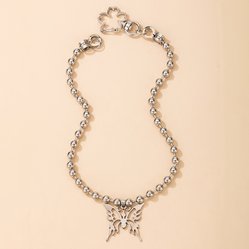Nihaojewelry Schmuck Großhandel Silber Hohle Schmetterling Anhänger Perlen Halskette display picture 2