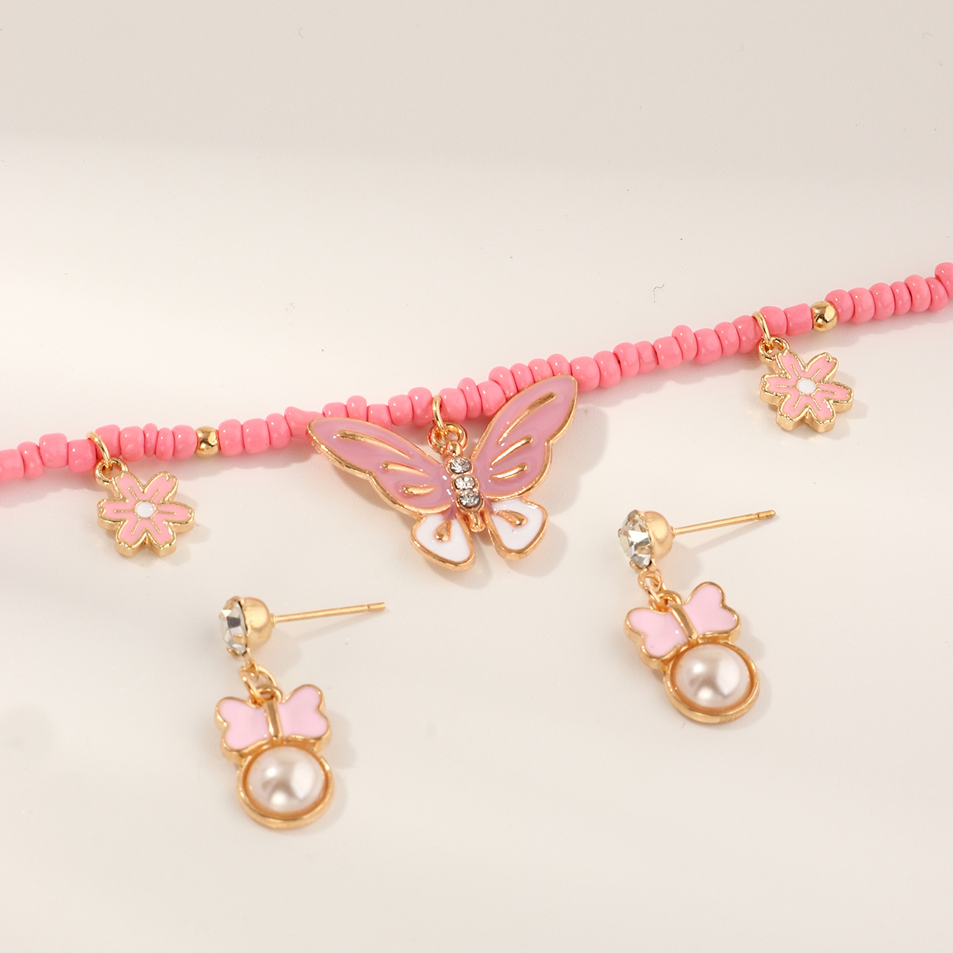 Nihaojewelry Schmuck Großhandel Kinder Halskette Ohrringe Schmetterling Anhänger Halskette display picture 3