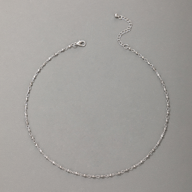 Simple Ring Beaded Silver Necklace display picture 1