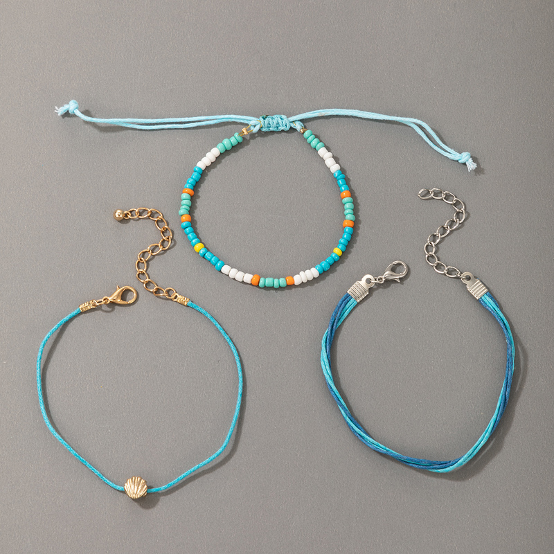 Bohemian Style Color Rice Beads Hit Color Shell Bracelet 3 Piece Set display picture 4